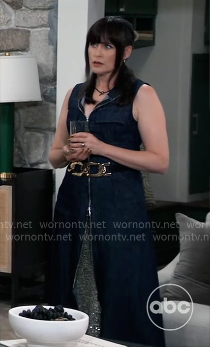Lois's denim zip-front dress on General Hospital