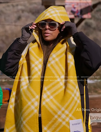 Mary's yellow plaid knit scarf on The Real Housewives of Salt Lake City