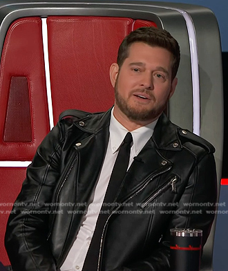 Michael Bublé's black leather moto jacket on The Voice