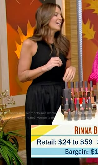 Monica Mangin's black tank and skirt on Live with Kelly and Mark