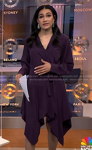 Morgan's purple handkerchief hem dress on NBC News Daily