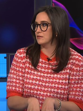 Savannah's red short sleeve knit sweater on NBC News Daily