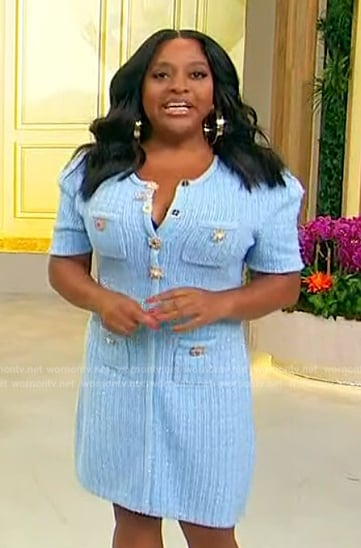 Sherri's blue knit mini dress on Sherri