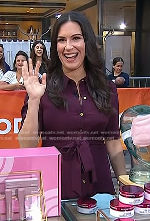 Stephanie Mansour's burgundy tie waist shirtdress on Today