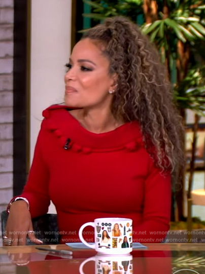 Sunny's red ruffle neck dress on The View