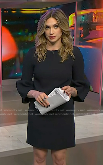 Ellison Barber's black bell sleeve dress on NBC News Daily