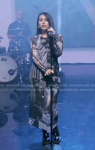 Alessia Cara's city print mesh dress on Live with Kelly and Mark