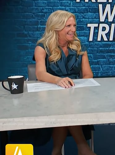 Alison Triessl's teal satin dress on Access Hollywood