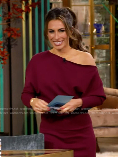 Alyssa's burgundy one shoulder dress on The View
