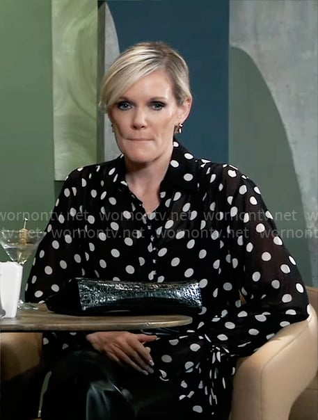Ava's black polka dot blouse on General Hospital