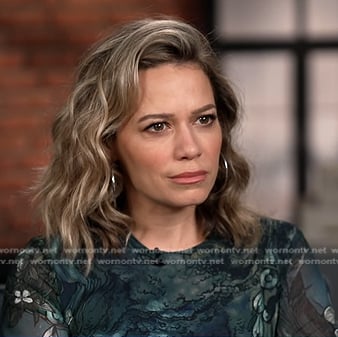 Bethany Joy Lenz's green print dress on Good Morning America