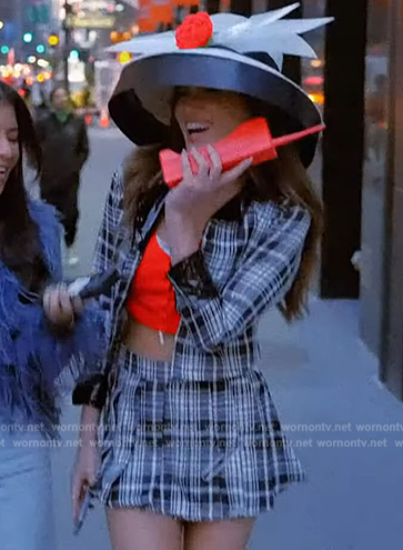 Brynn's plaid blazer and skirt on The Real Housewives of New York City