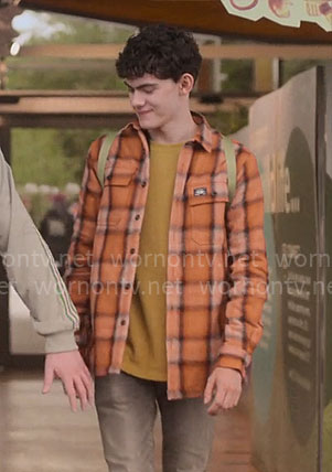 Charlie's orange plaid shirt jacket on Heartstopper