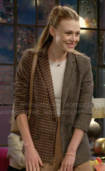 Claire's mixed check blazer on The Young and the Restless