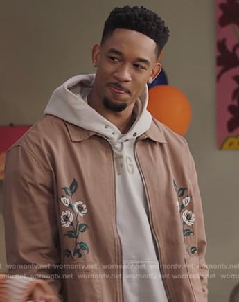 Damon's brown floral embroidered jacket on All American Homecoming