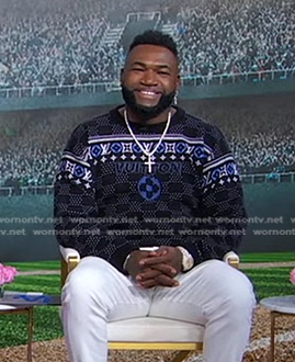 Big Papi's black print sweater on Good Morning America