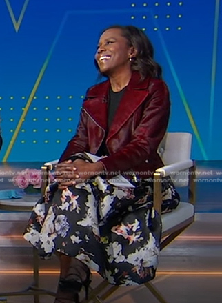 Deborah's black floral midi skirt on Good Morning America