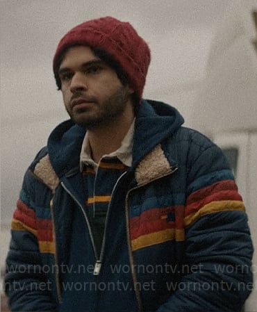 Declan's rainbow stripe jacket on American Horror Stories