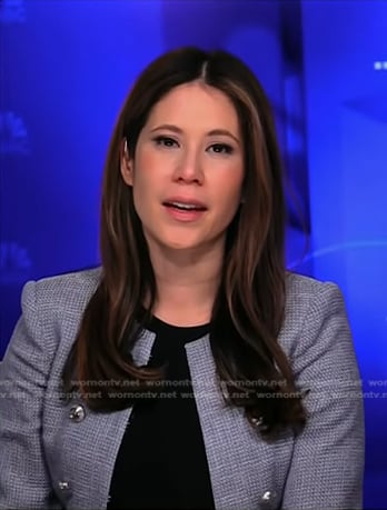 Deirdre's blue textured double breasted jacket on NBC News Daily