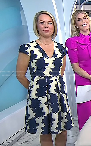 Dylan's ivory and navy floral cap sleeve dress on Today