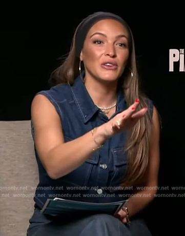 Emily's denim vest on Access Hollywood
