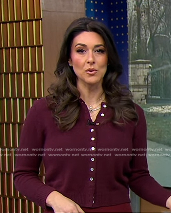 Erielle's burgundy cardigan on Good Morning America