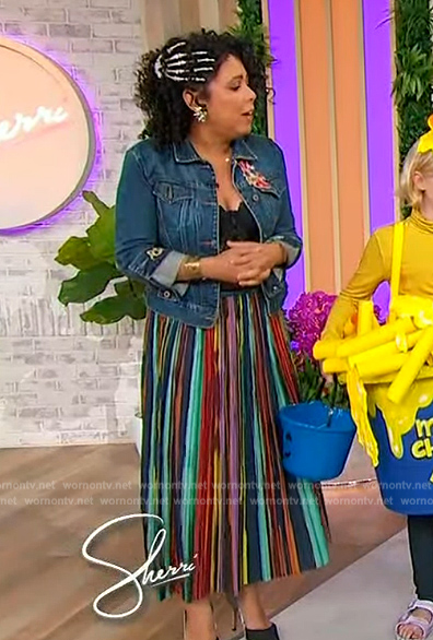 Evette Rios's striped skirt on Sherri