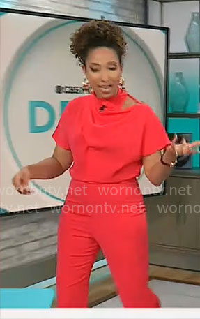 Gabrielle Kerr's cowl neck jumpsuit on CBS Mornings