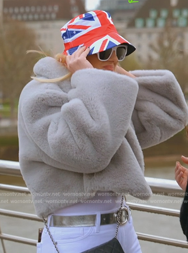 Gina's gray shearling jacket on The Real Housewives of Orange County