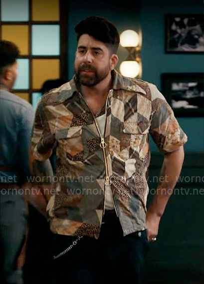 Harry's patchwork print shirt on The Equalizer