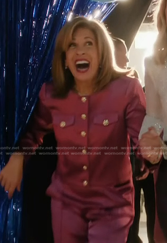 Hoda's pink satin jacket and pants set on Today