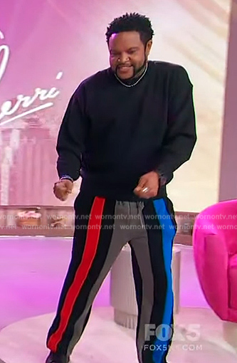Jawn's stripe sweatpants on Sherri
