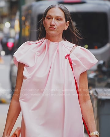 Jenna's pink satin ribbon tie dress on The Real Housewives of New York City