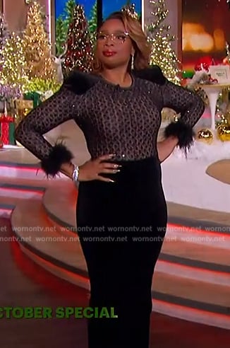 Jennifer's black lace jumpsuit on The Jennifer Hudson Show
