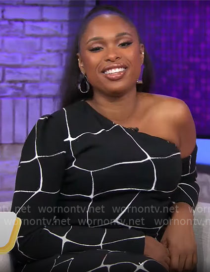 Jennifer Hudson's black and white one-shoulder dress on CBS Mornings