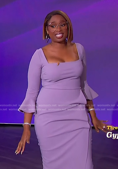 Jennifer's lavender bell sleeve dress on The Jennifer Hudson Show
