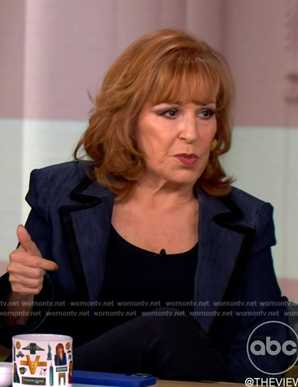 Joy's blue contrast trim blazer on The View