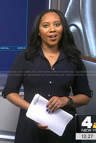Kay Angrum's navy belted shirtdress on NBC News Daily