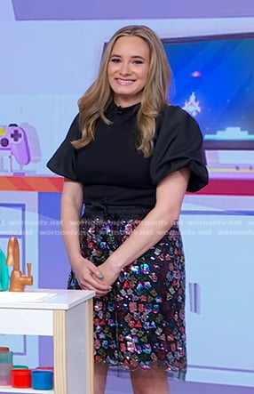 Lexie Sachs's sequin floral skirt on Good Morning America