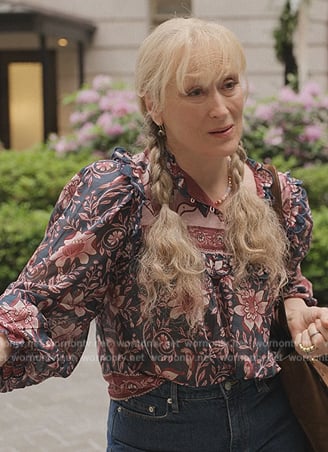 Loretta's floral print blouse on Only Murders in the Building