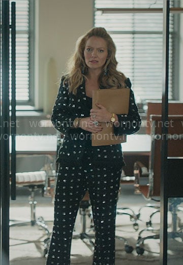 Lorna's black embellished tweed suit on The Lincoln Lawyer
