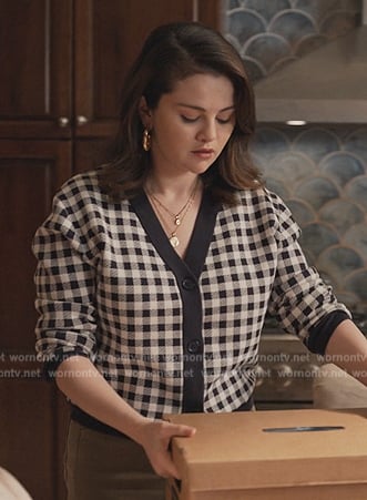 Mabel's check contrast cardigan on Only Murders in the Building