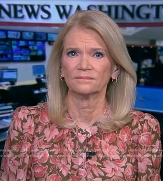 Martha's green and pink floral blouse on Good Morning America