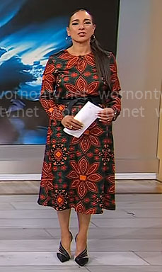 Michelle Miller's kaleidoscope floral dress on CBS Mornings
