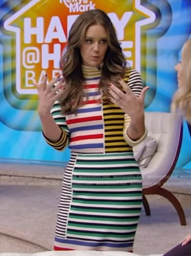Monica Mangin's mixed stripe dress on Live with Kelly and Mark
