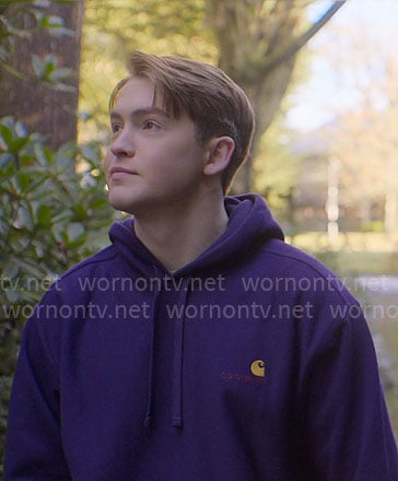 Nick's purple Carhartt hoodie on Heartstopper