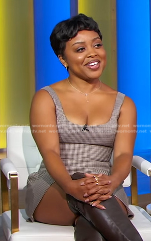 Quinta Brunson's plaid mini dress on Good Morning America