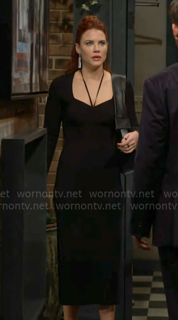 Sally's long sleeve midi dress with halter neck on The Young and the Restless