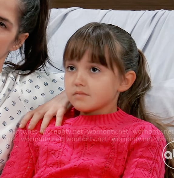 Scout's pink cable-knit sweater on General Hospital
