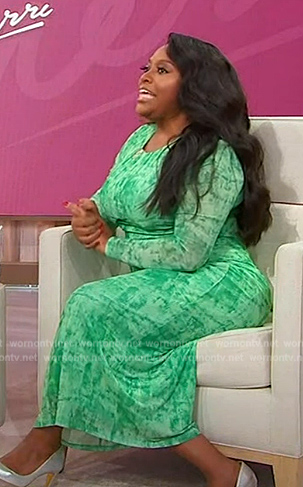 Sherri's green tie dye print mesh dress on Sherri